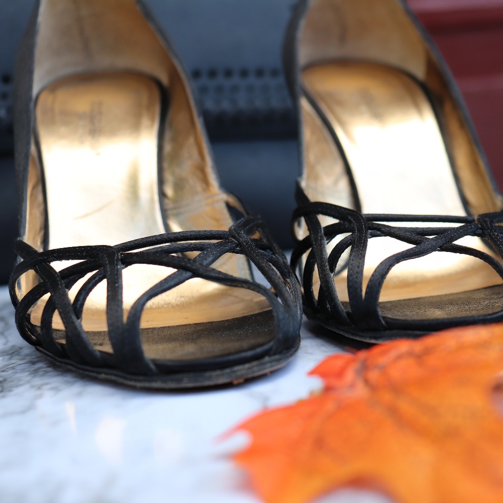Dolce & Gabbana Black Strappy Open-Toe Heels